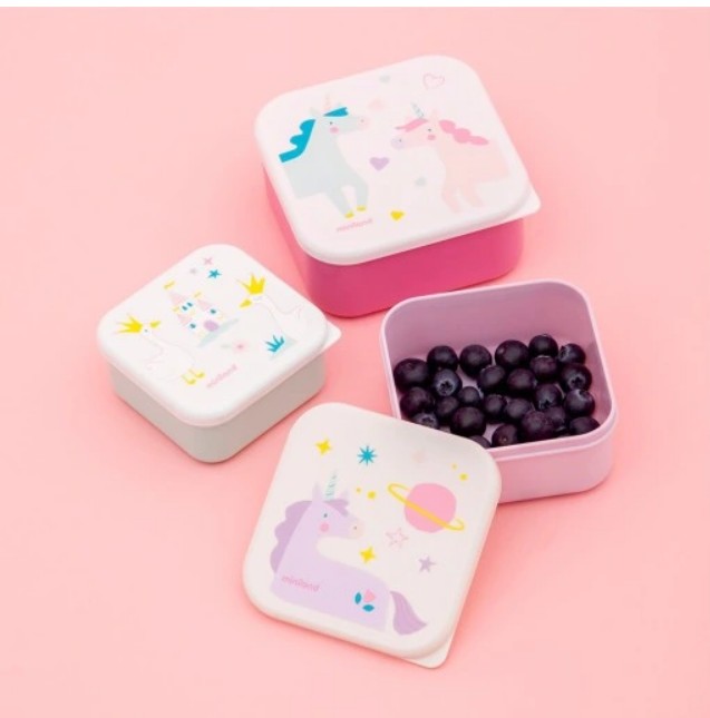 Set 3 Behälter für Lebensmittel Einhorn
